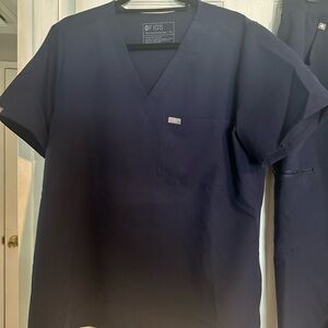 Figs Deep Blue V-Neck Scrub Top & Bottoms